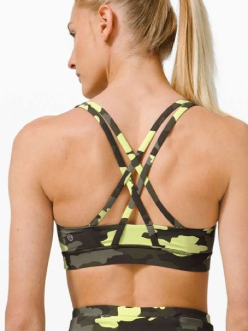 Lululemon Energy Bra Medium Support Heritage 365 Camo Crispin Green size 12